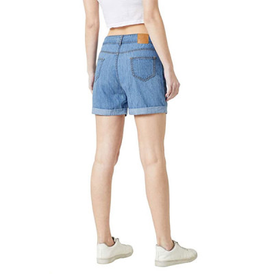 Women's Blue Relaxed Fit Clean Look Regular Length Mid Rise Shorts